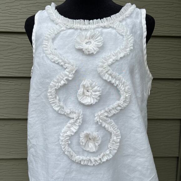 J. Crew women’s size 8, sleeveless white top with accent ribbon - Picture 3 of 11